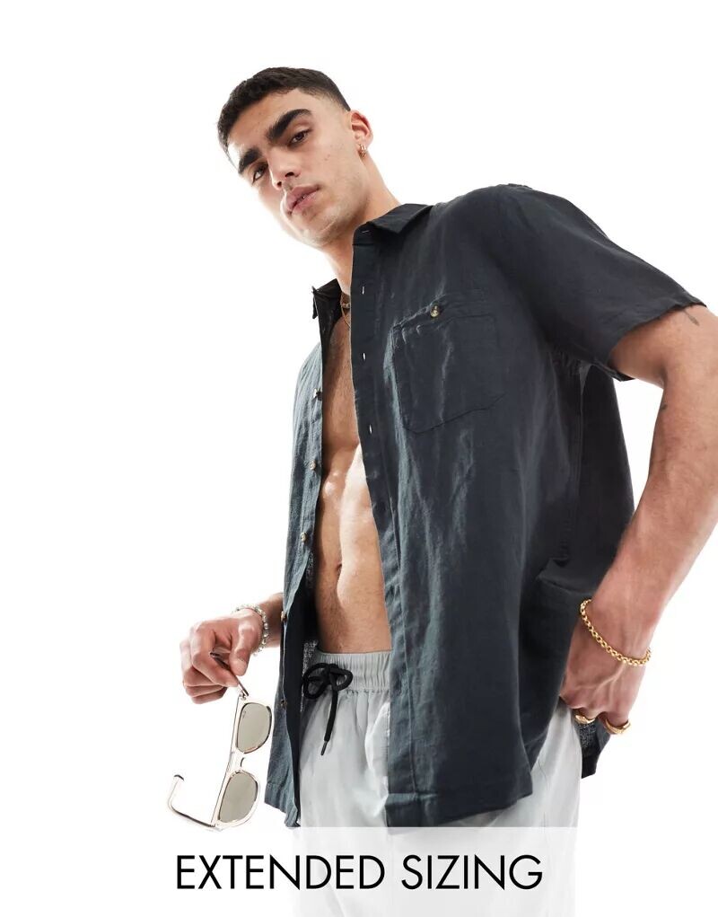 Черная льняная рубашка свободного кроя с короткими рукавами ASOS, Черный, Черная льняная рубашка свободного кроя с короткими рукавами ASOS
Черная льняная рубашка свободного кроя с короткими рукавами ASOS, Черный, Черная льняная рубашка свободного кроя с короткими рукавами ASOS