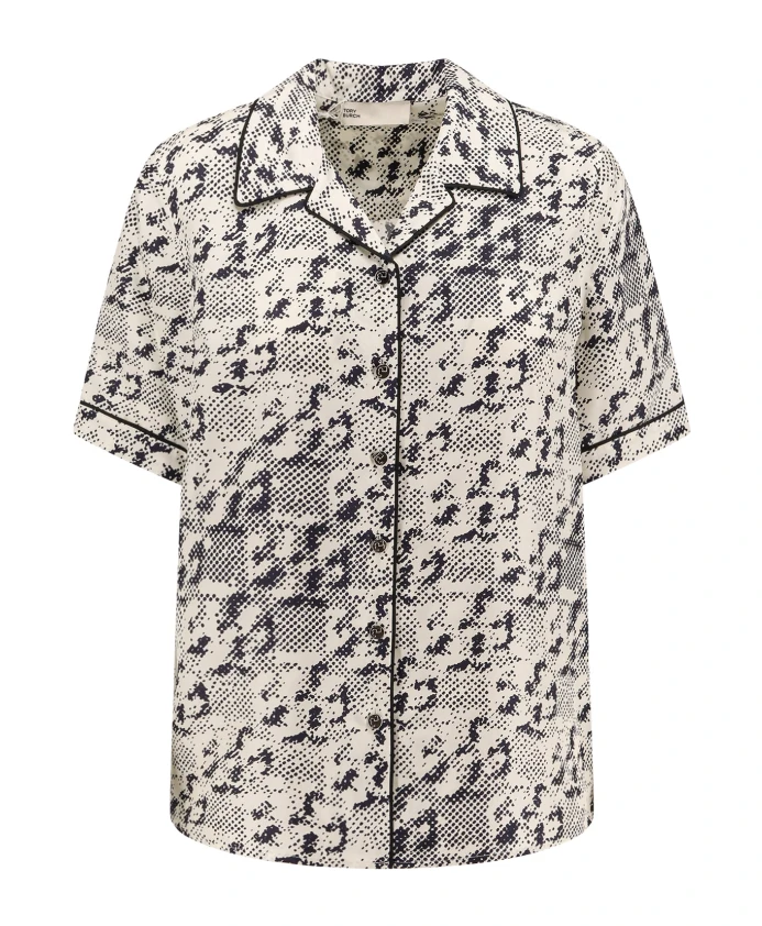 Черная шелковая рубашка для боулинга Tory Burch, черный
Черная шелковая рубашка для боулинга Tory Burch, черный