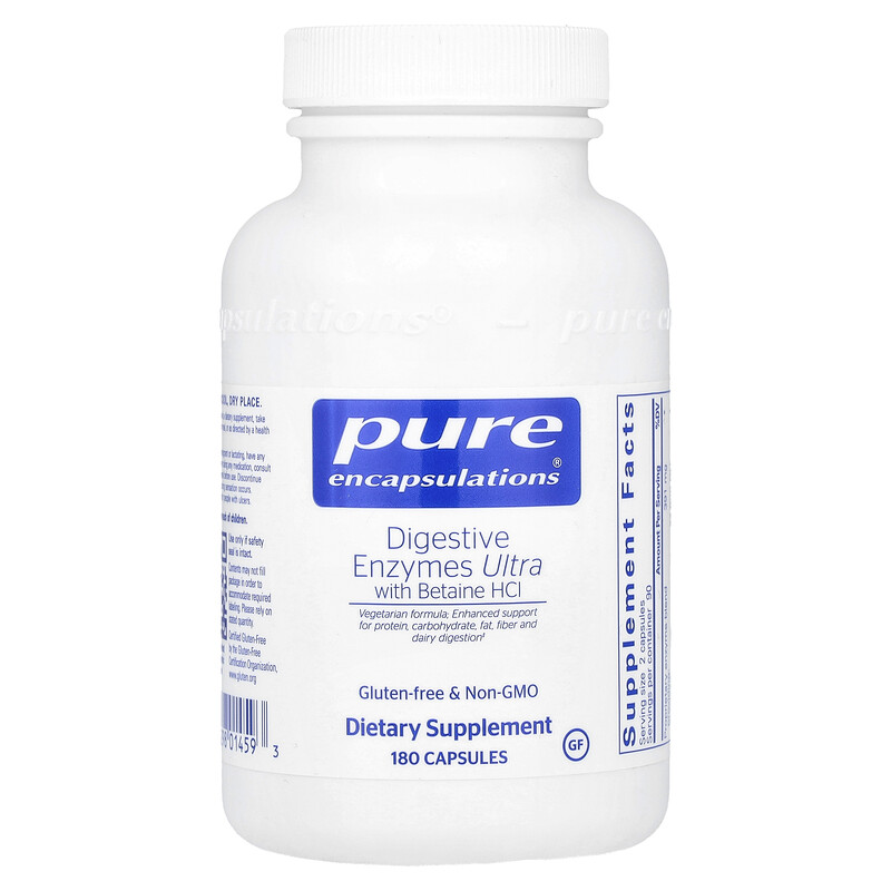 Pure Encapsulations, Пищеварительные ферменты Ultra с бетаином гидрохлоридом, 180 капсул
Pure Encapsulations, Пищеварительные ферменты Ultra с бетаином гидрохлоридом, 180 капсул