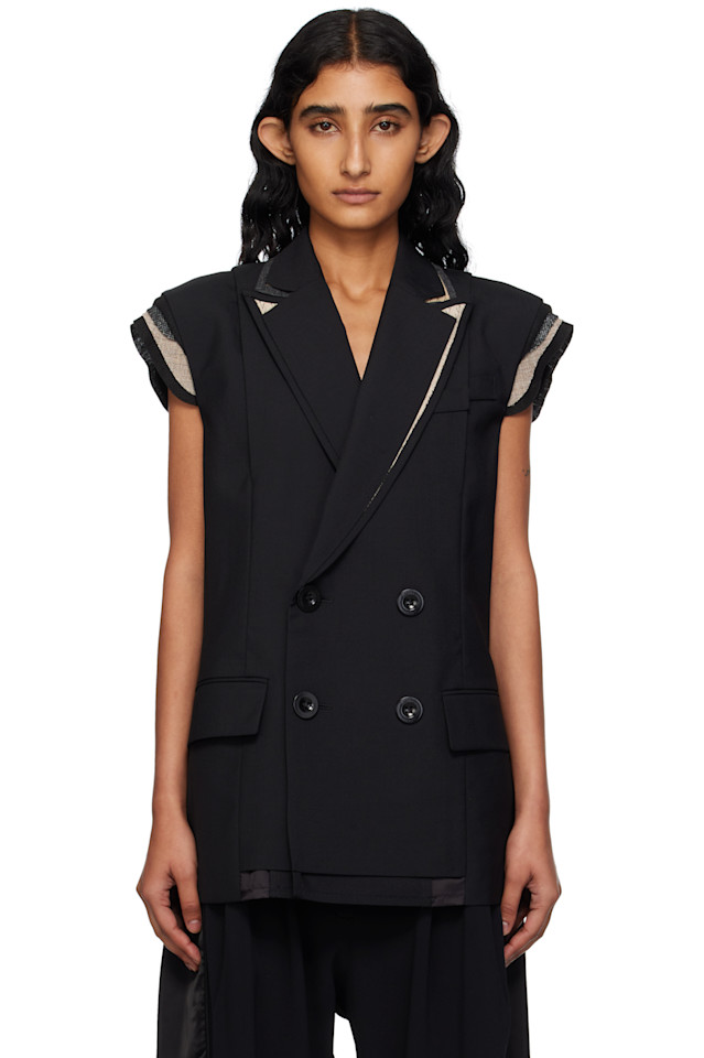 Безрукавный блейзер Sacai, черный
Безрукавный блейзер Sacai, черный