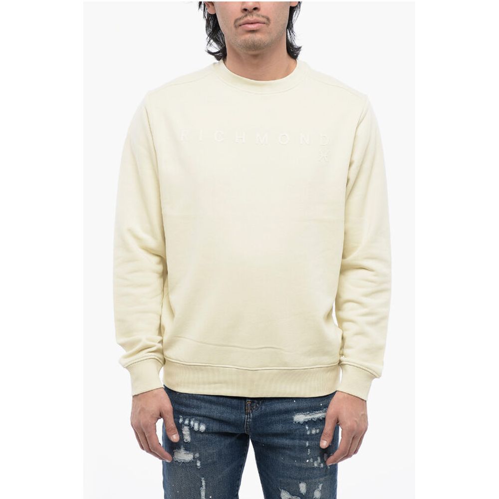 Свитшот из начесаного хлопка с круглым вырезом и логотипом тон в тон John Richmond, Beige 
Свитшот из начесаного хлопка с круглым вырезом и логотипом тон в тон John Richmond, Beige