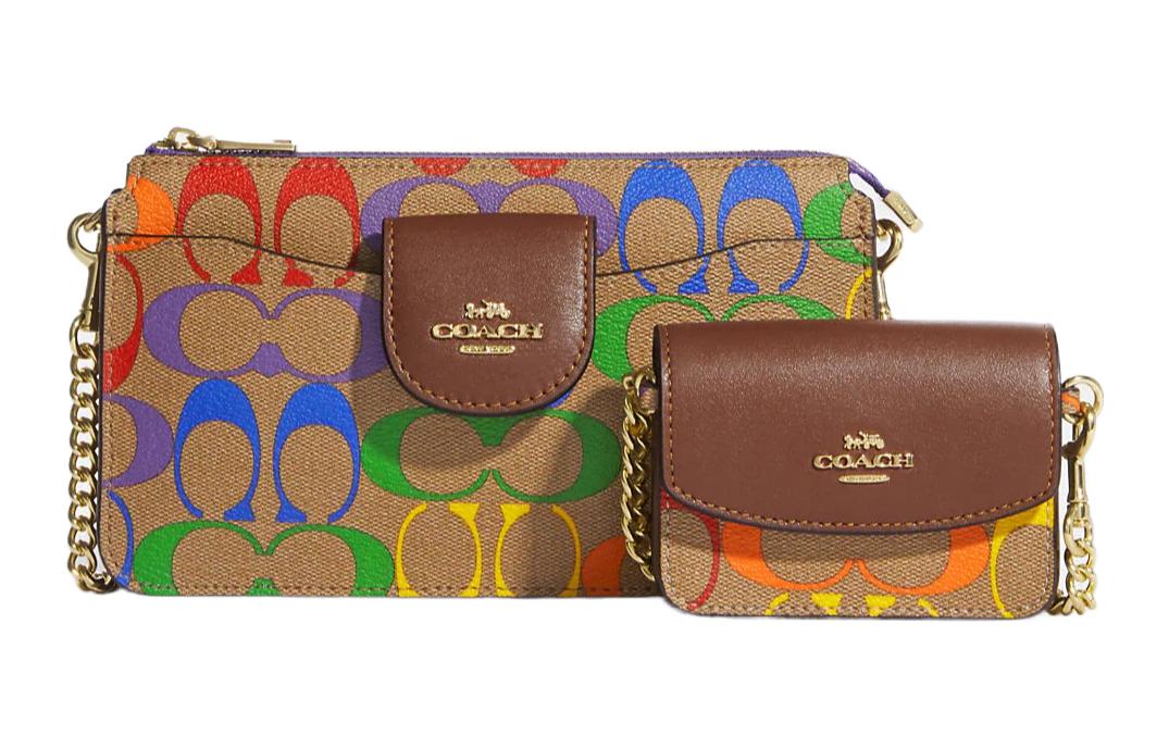 КОАЧ Сумка-кардхолдер через плечо малая из покрытого холста с гладкой кожей, дизайн "Трубы", женская, коричневая радужная
КОАЧ Сумка-кардхолдер через плечо малая из покрытого холста с гладкой кожей, дизайн "Трубы", женская, коричневая радужная