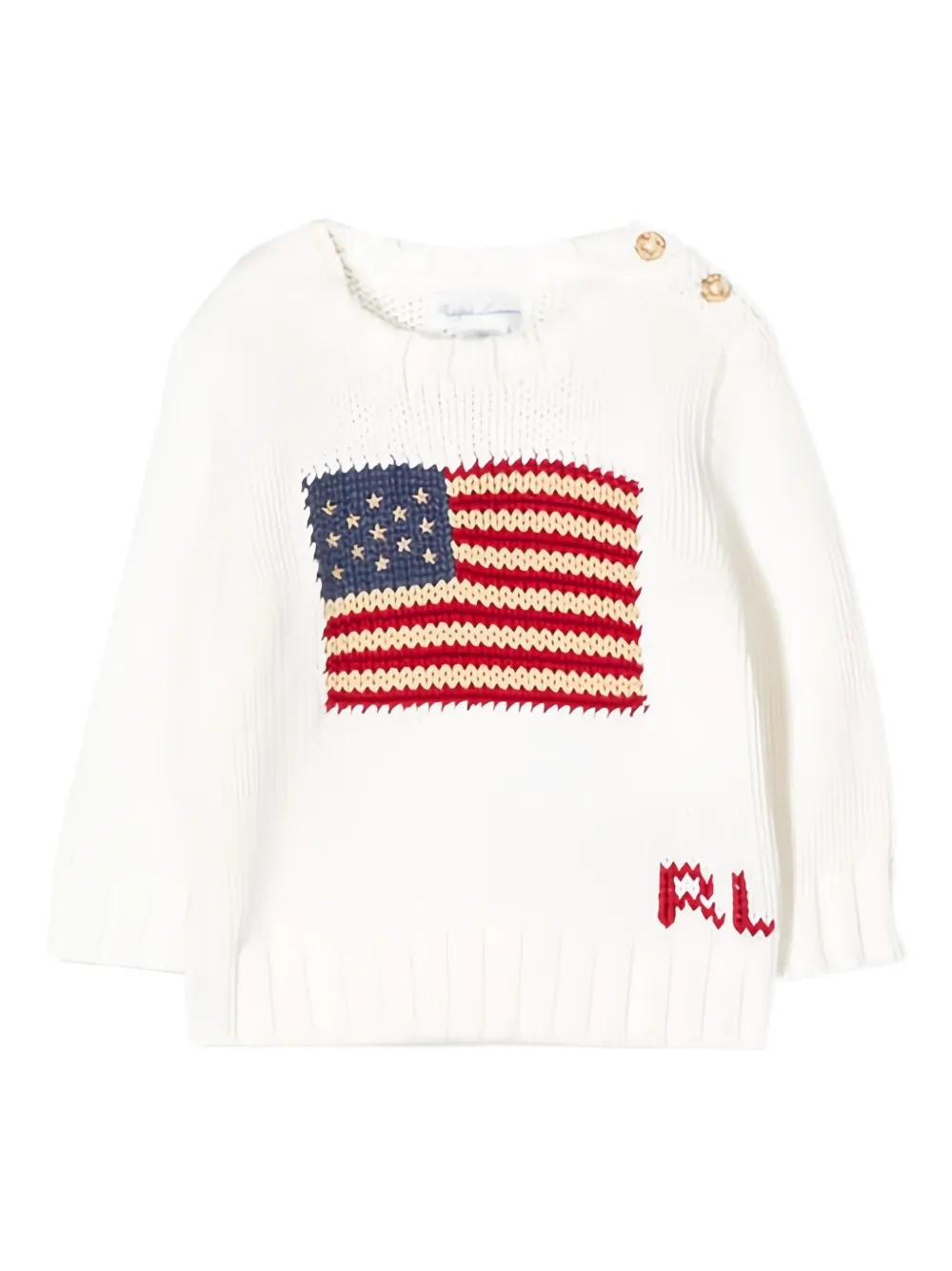 Свитер с интарсией в виде флага Polo Ralph Lauren Kids, белый
Свитер с интарсией в виде флага Polo Ralph Lauren Kids, белый