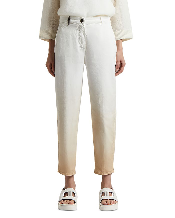 Брюки с эффектом омбре и зауженным низом Peserico, белый
Брюки с эффектом омбре и зауженным низом Peserico, белый