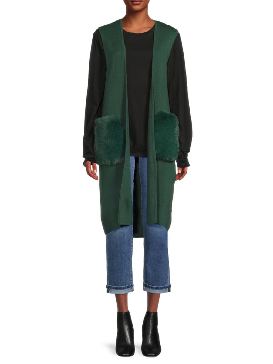 Кардиган с открытым передом и отделкой из искусственного меха Saks Fifth Avenue, цвет Jade
Кардиган с открытым передом и отделкой из искусственного меха Saks Fifth Avenue, цвет Jade