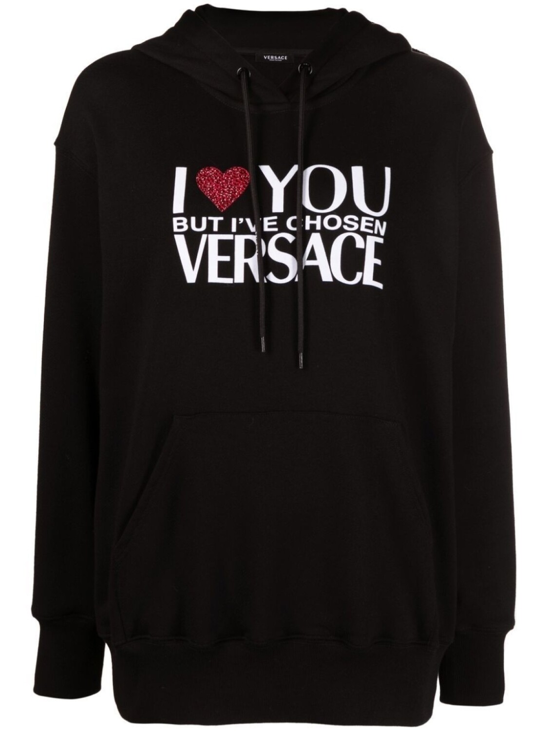 Versace худи с кристаллами, черный 
Versace худи с кристаллами, черный