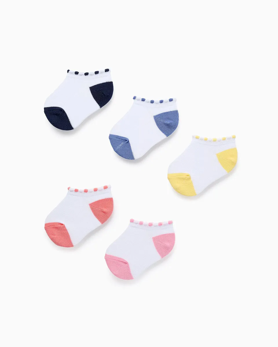 Набор из 5 пар носков для девочек с контрастным носком и каблуком Zippy, многоцветный 
Набор из 5 пар носков для девочек с контрастным носком и каблуком Zippy, многоцветный