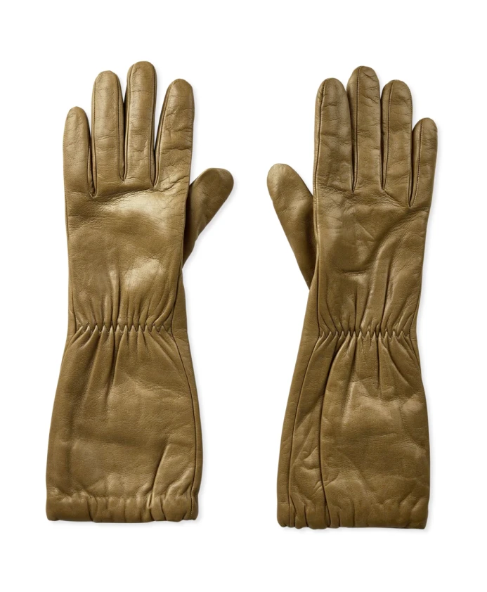 Кожаные перчатки с тисненым логотипом Bottega Veneta, зеленый
Кожаные перчатки с тисненым логотипом Bottega Veneta, зеленый