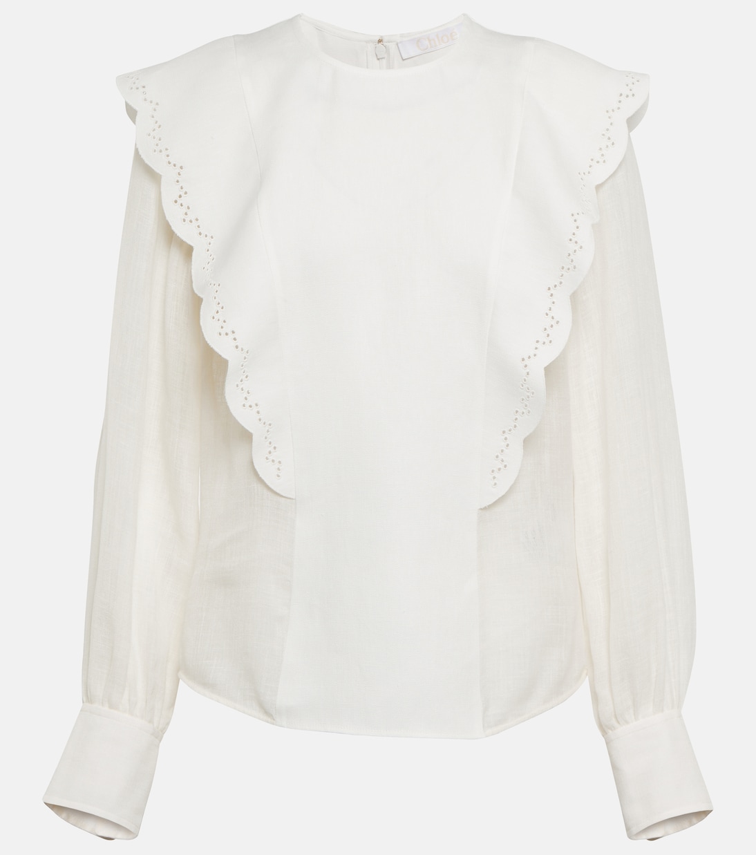 Льняная блузка с вышивкой Broderie Anglaise Chloé, Iconic Milk 
Льняная блузка с вышивкой Broderie Anglaise Chloé, Iconic Milk