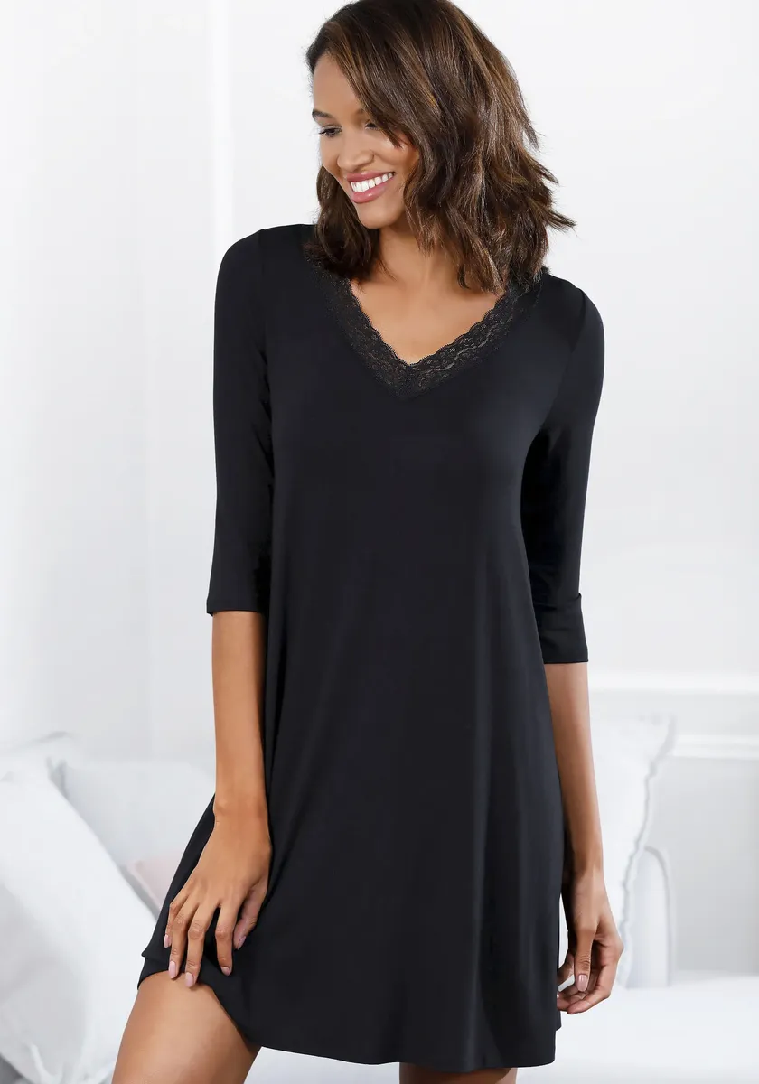Ночная рубашка LASCANA с кружевными деталями, черный
Ночная рубашка LASCANA с кружевными деталями, черный
