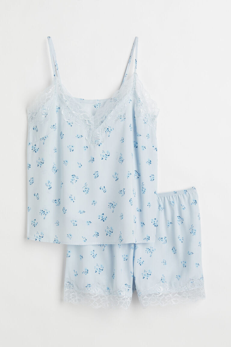 Пижамный топ и шорты на бретельках H&M, синий
Пижамный топ и шорты на бретельках H&M, синий
