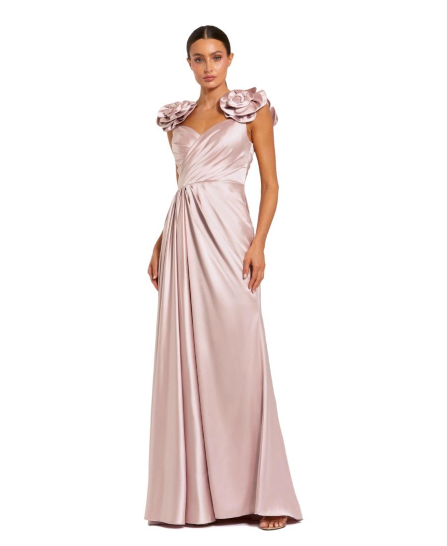 Женское атласное платье с имитацией запаха и объемными цветочными бретелями Mac Duggal, Rose
Женское атласное платье с имитацией запаха и объемными цветочными бретелями Mac Duggal, Rose