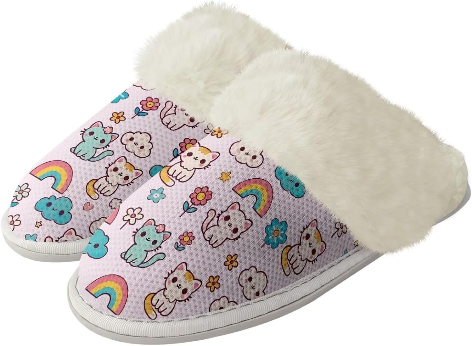 Женские домашние уютные тапочки без шнурков, мягкие пушистые домашние тапочки, унисекс, бесшумные, с нескользящей резиновой подошвой, для спа-процедур и ванны Watdotory, Rainbow Flower Cat
Женские домашние уютные тапочки без шнурков, мягкие пушистые домашние тапочки, унисекс, бесшумные, с нескользящей резиновой подошвой, для спа-процедур и ванны Watdotory, Rainbow Flower Cat