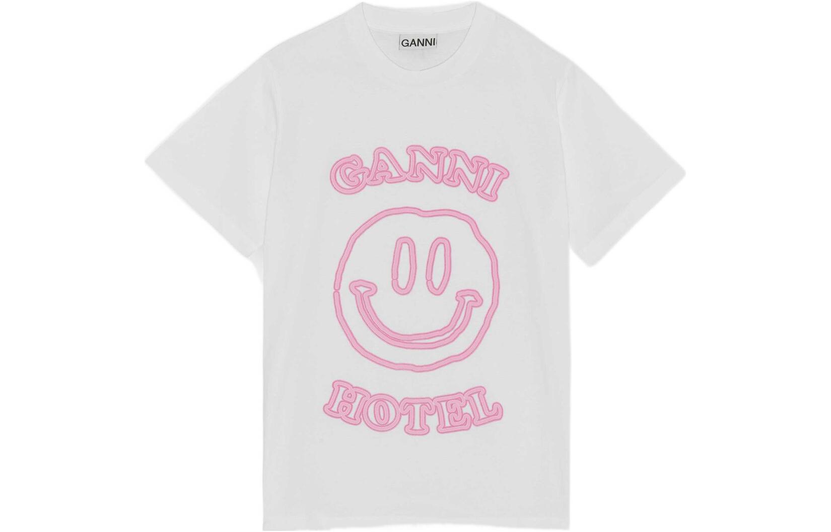 Ganni Женская белая футболка с круглым вырезом, умеренно прямой крой, Белый, Ganni Женская белая футболка с круглым вырезом, умеренно прямой крой
Ganni Женская белая футболка с круглым вырезом, умеренно прямой крой, Белый, Ganni Женская белая футболка с круглым вырезом, умеренно прямой крой