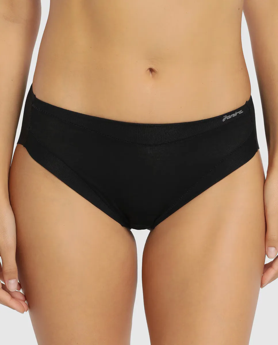 Белые классические трусики с хлопковой лентой Janira, черный 
Белые классические трусики с хлопковой лентой Janira, черный