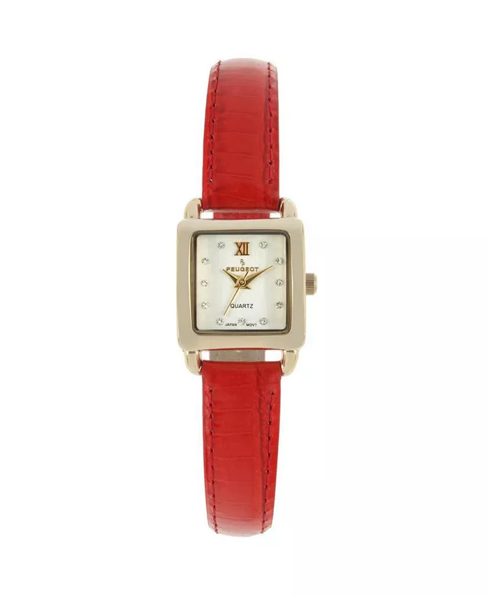 Женские квадратные часы 20 мм с глянцевым красным кожаным ремешком Peugeot, красный 
Женские квадратные часы 20 мм с глянцевым красным кожаным ремешком Peugeot, красный
