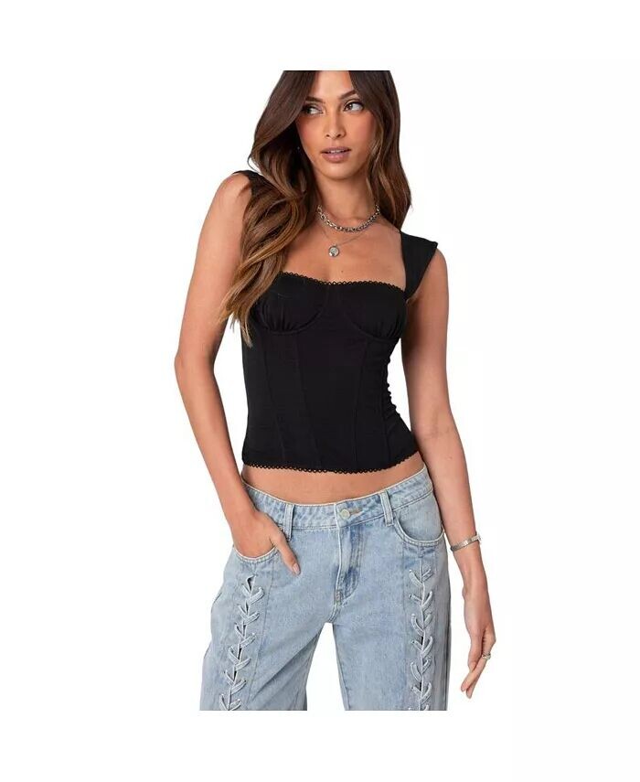 Женский сетчатый корсет-топ Marcella с широкими бретелями Edikted, черный
Женский сетчатый корсет-топ Marcella с широкими бретелями Edikted, черный