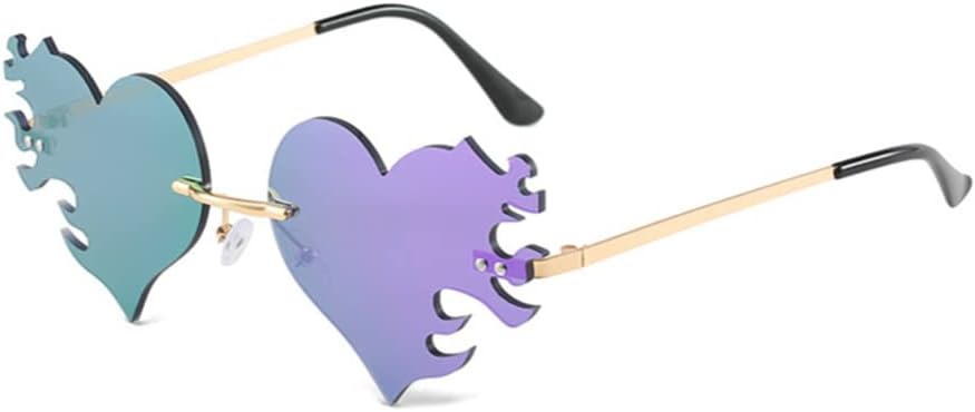 Солнцезащитные очки ENTHYI Melting Heart Flame для женщин и мужчин. Модные очки без оправы для вечеринок и выпускных балов. Оригинальные очки с изображением сердца, огня и пламени, Purple-1
Солнцезащитные очки ENTHYI Melting Heart Flame для женщин и мужчин. Модные очки без оправы для вечеринок и выпускных балов. Оригинальные очки с изображением сердца, огня и пламени, Purple-1