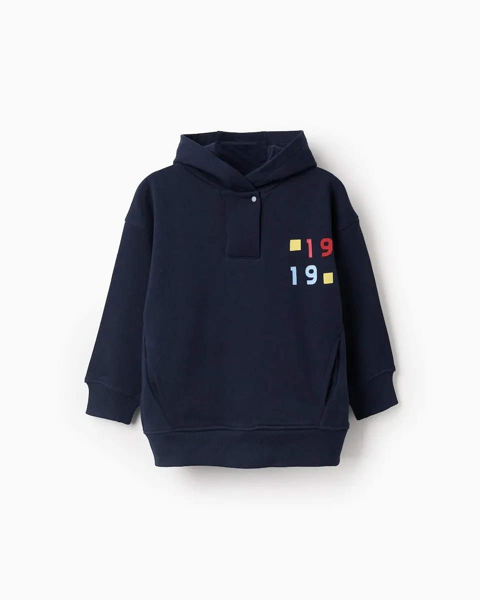 Детская толстовка с капюшоном 100% хлопок Zippy, темно-синий 
Детская толстовка с капюшоном 100% хлопок Zippy, темно-синий