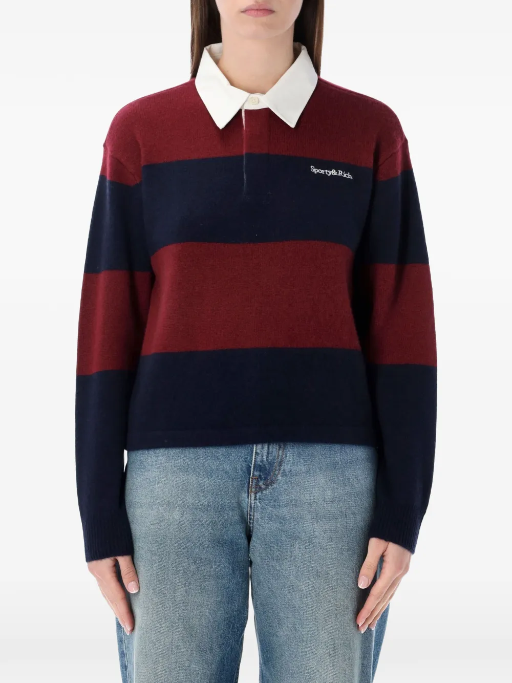 Поло в полоску с вышитым логотипом Sporty & Rich, красный
Поло в полоску с вышитым логотипом Sporty & Rich, красный
