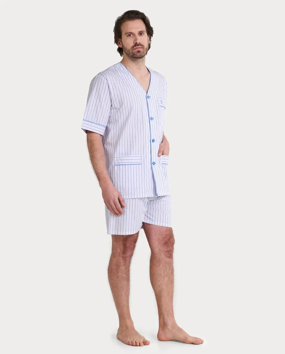 Короткий мужской пижама из синего материала El Búho Nocturno, синий/белый
Короткий мужской пижама из синего материала El Búho Nocturno, синий/белый