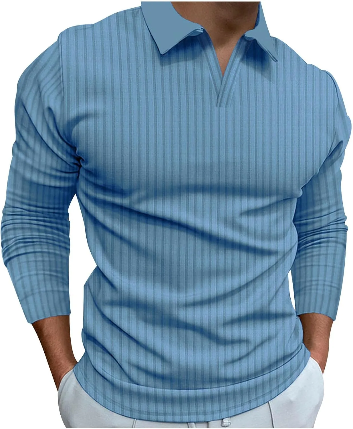 Мужская вязаная поло с длинным рукавом в полоску
Мужская вязаная поло с длинным рукавом в полоску