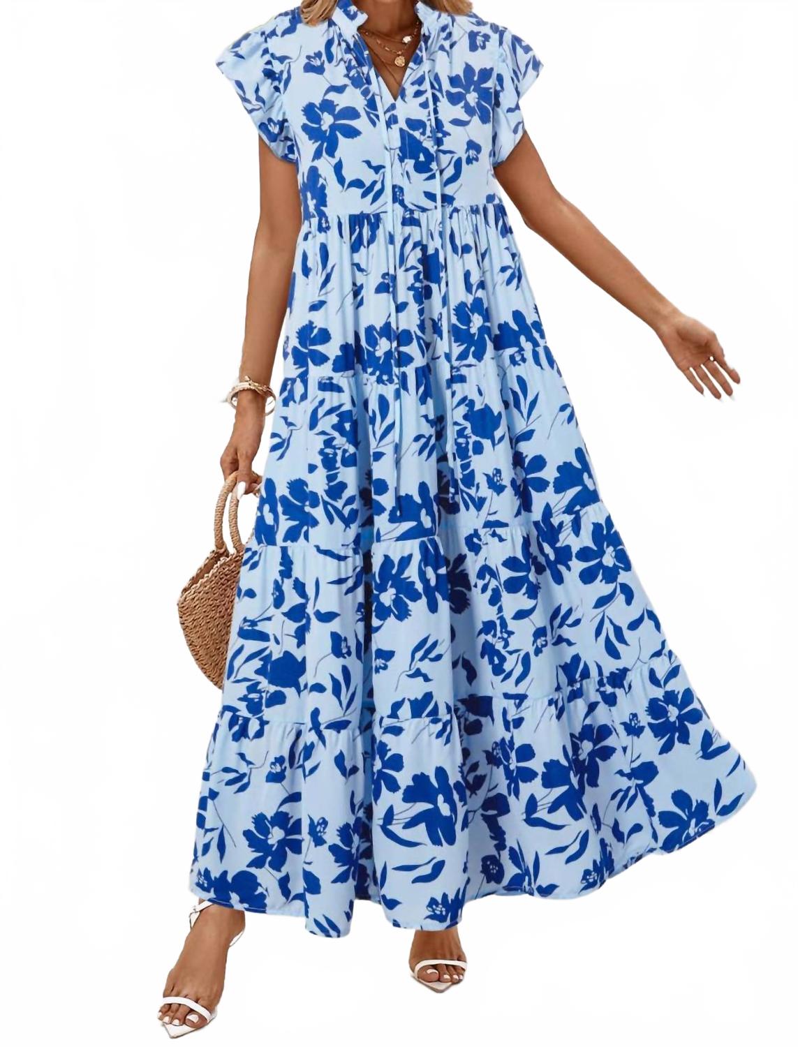 Небесно-голубое макси-платье с цветочным принтом, ярусной отделкой и воланами на рукавах Little Daisy Closet
Небесно-голубое макси-платье с цветочным принтом, ярусной отделкой и воланами на рукавах Little Daisy Closet