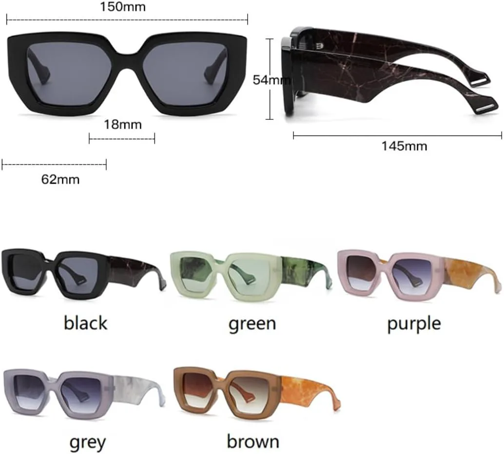 Разноцветные квадратные солнцезащитные очки для женщин с широкими дужками, мужские дорожные солнцезащитные очки с защитой от УФ-излучения UV400 UATXTAU, Black
Разноцветные квадратные солнцезащитные очки для женщин с широкими дужками, мужские дорожные солнцезащитные очки с защитой от УФ-излучения UV400 UATXTAU, Black