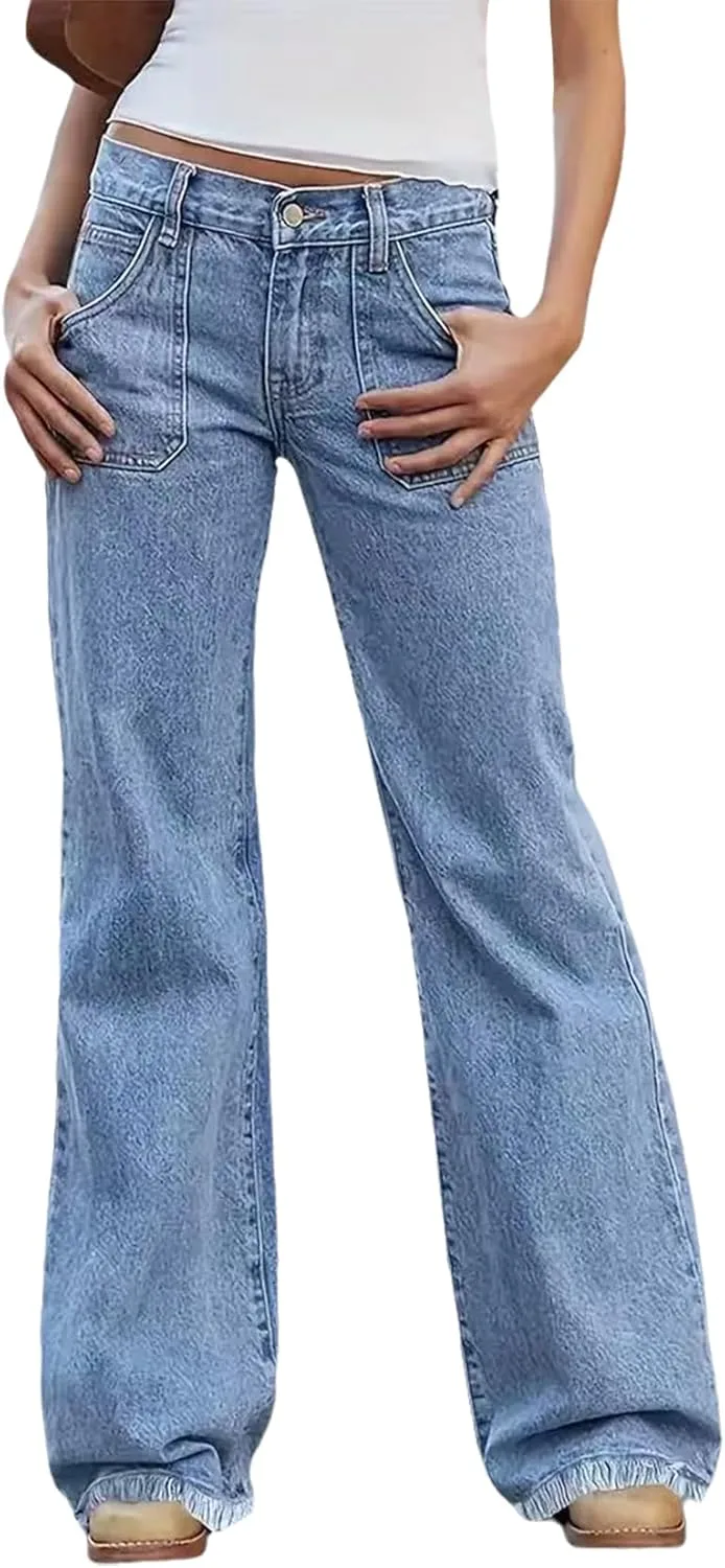 Женские джинсы Mid Rise Stretchy Straight Leg с рваным краем YADMISU
Женские джинсы Mid Rise Stretchy Straight Leg с рваным краем YADMISU