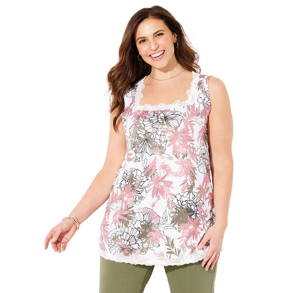 Женская майка с квадратным вырезом и кружевной отделкойCatherines больших размеров, цвет White Etched Floral
Женская майка с квадратным вырезом и кружевной отделкойCatherines больших размеров, цвет White Etched Floral