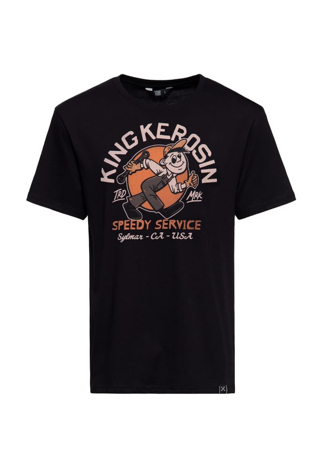 Футболка с принтом спереди быстрое обслуживание King Kerosin, черный
Футболка с принтом спереди быстрое обслуживание King Kerosin, черный