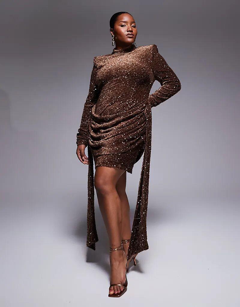 Бархатное мини-платье шоколадного цвета с драпировкой по бокам ASOS LUXE Curve
Бархатное мини-платье шоколадного цвета с драпировкой по бокам ASOS LUXE Curve