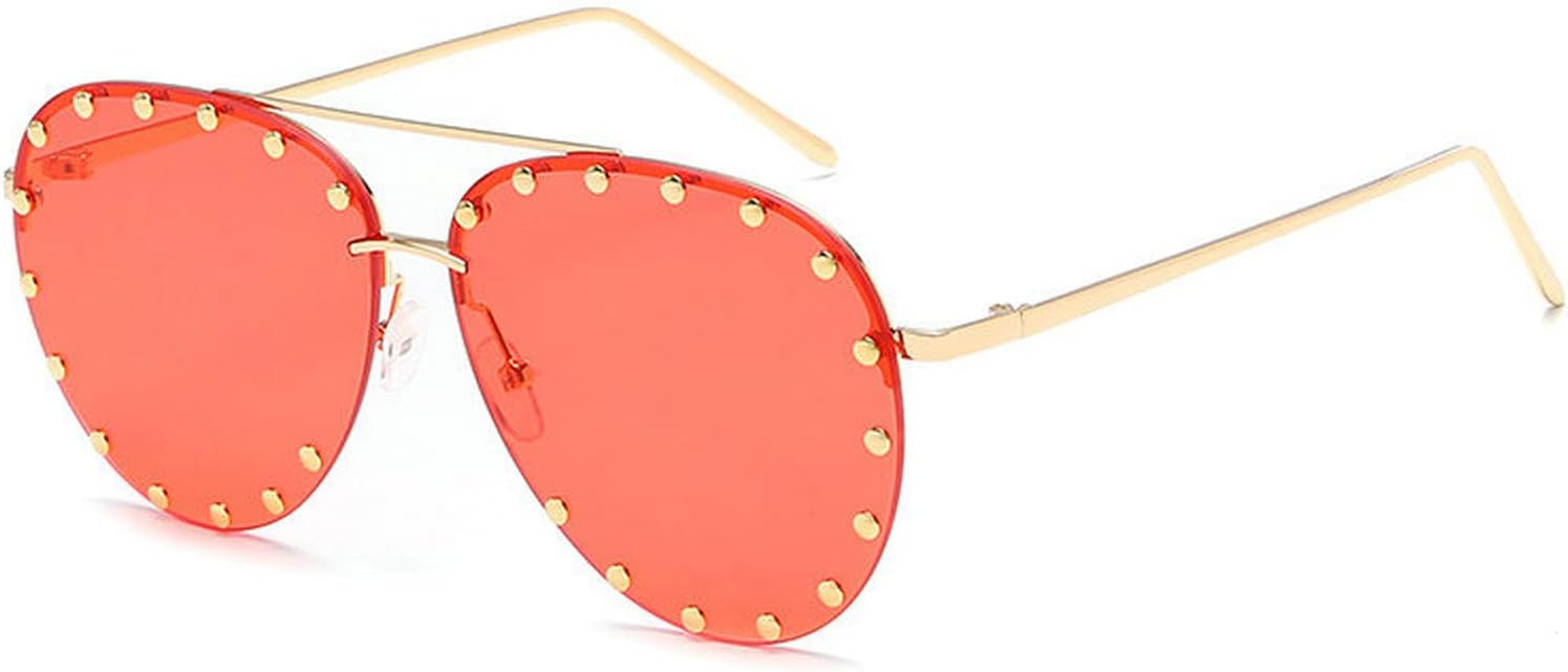 Женские солнцезащитные очки-пилот без оправы COTIA в стиле ретро-панк с заклепками, персонализированные, с зеркальными металлическими линзами в виде жабы, защита от ультрафиолета UV400, Red
Женские солнцезащитные очки-пилот без оправы COTIA в стиле ретро-панк с заклепками, персонализированные, с зеркальными металлическими линзами в виде жабы, защита от ультрафиолета UV400, Red