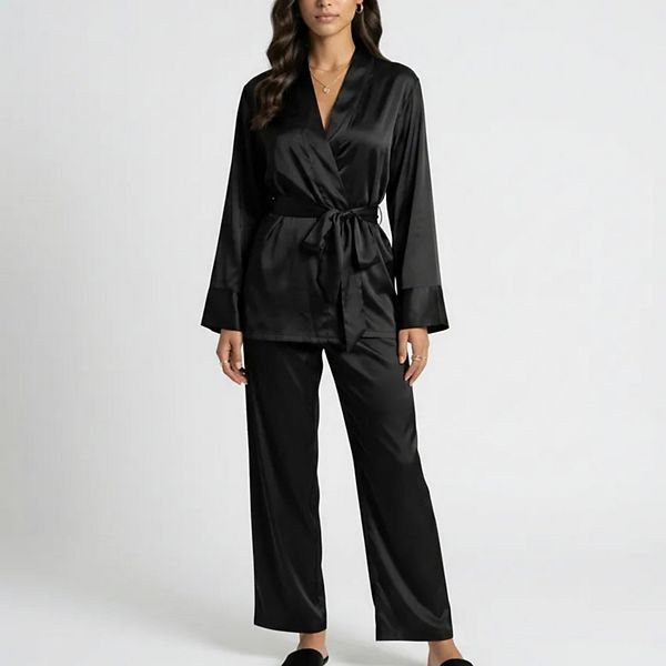 Женский комплект из 2 предметов: топ-обертка из сатина с завязкой на талии и прямые брюки Anna-Kaci, Black
Женский комплект из 2 предметов: топ-обертка из сатина с завязкой на талии и прямые брюки Anna-Kaci, Black