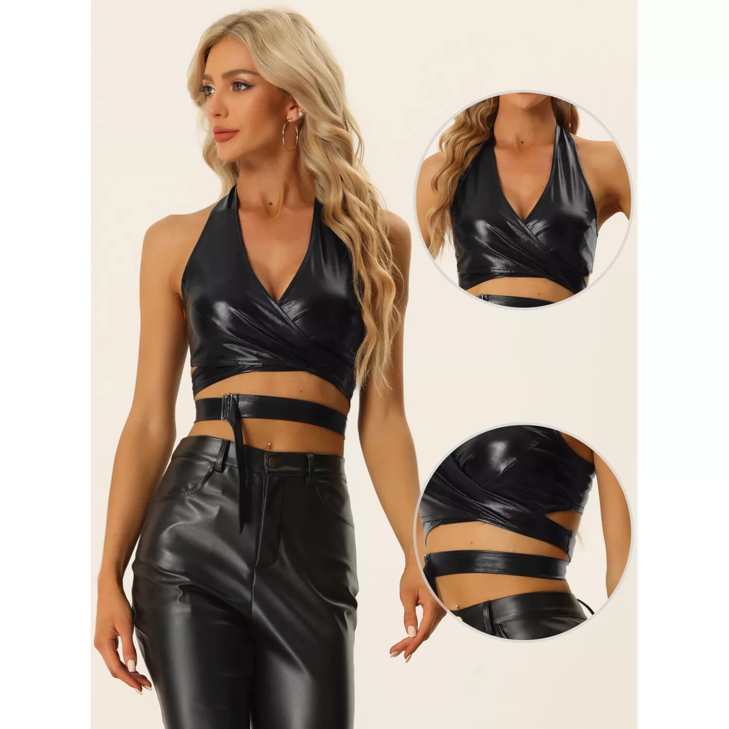 Женский укороченный голографический топ с глубоким V-образным вырезом и открытой спиной в цвет металлик с бретелькой на шее ALLEGRA K, ярко-розовый
Женский укороченный голографический топ с глубоким V-образным вырезом и открытой спиной в цвет металлик с бретелькой на шее ALLEGRA K, ярко-розовый