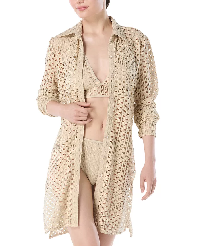 Женская вязаная туника-парео для пляжа Carmen Marc Valvo, коричневый/бежевый
Женская вязаная туника-парео для пляжа Carmen Marc Valvo, коричневый/бежевый