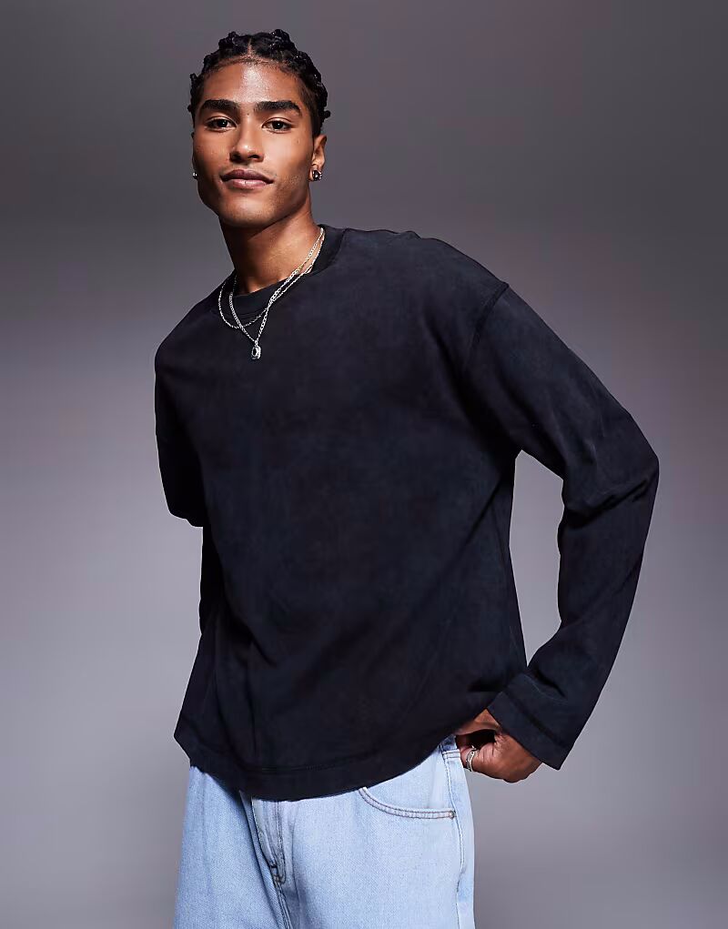 Футболка свободного кроя ASOS DESIGN с длинными рукавами, черная, с эффектом потертости
Футболка свободного кроя ASOS DESIGN с длинными рукавами, черная, с эффектом потертости