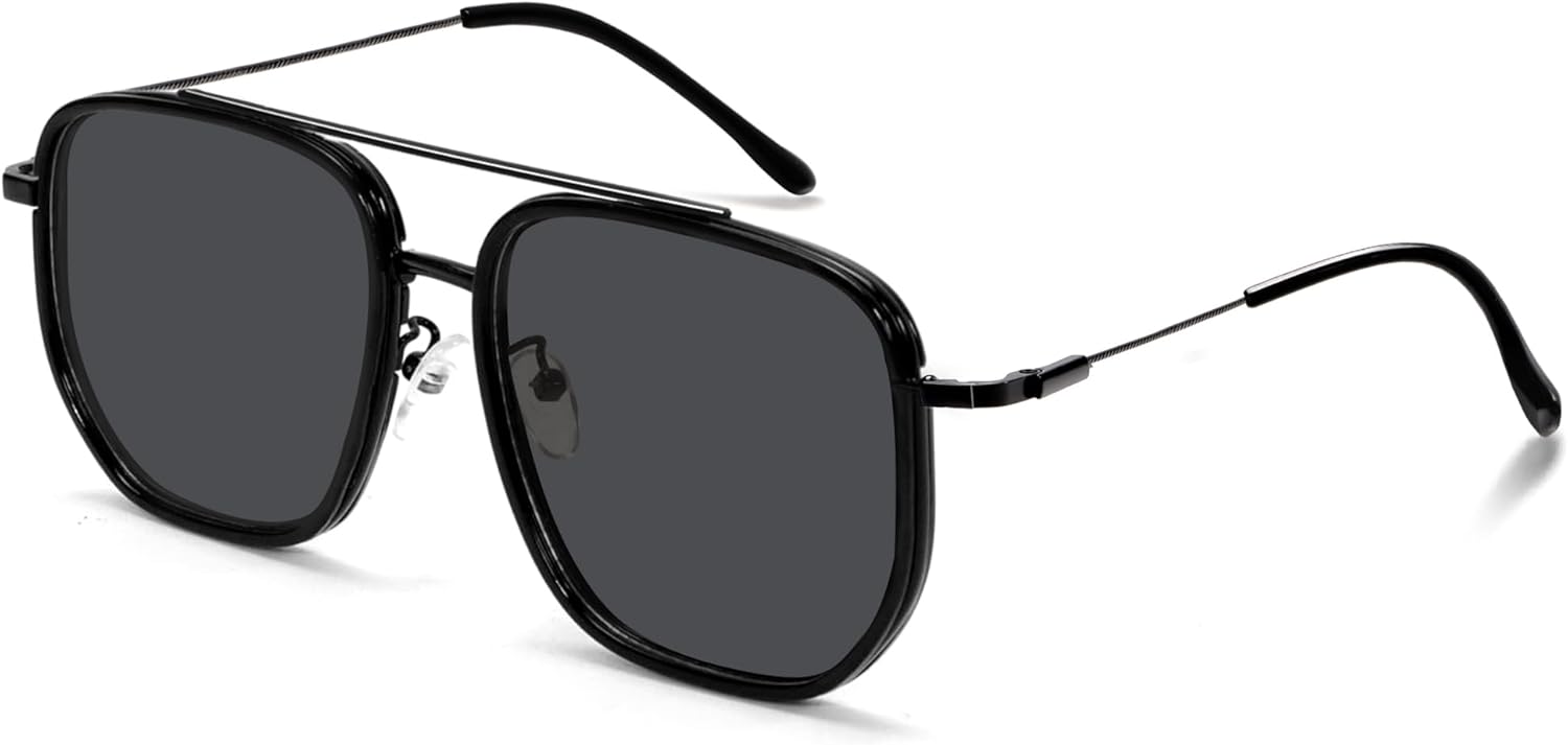 Ретро-солнцезащитные очки-авиаторы квадратной формы для женщин и мужчин, модные солнцезащитные очки с увеличенной металлической двойной перемычкой TYA, Black Frame - Black Lens
Ретро-солнцезащитные очки-авиаторы квадратной формы для женщин и мужчин, модные солнцезащитные очки с увеличенной металлической двойной перемычкой TYA, Black Frame - Black Lens