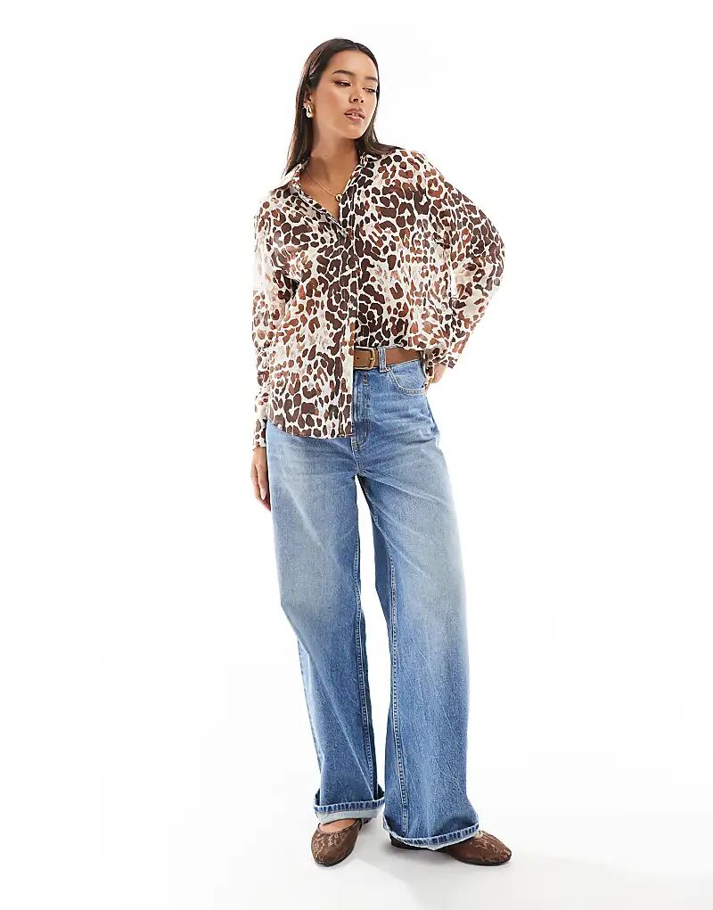 Рубашка с леопардовым принтом в коричневом цвете Mango
Рубашка с леопардовым принтом в коричневом цвете Mango