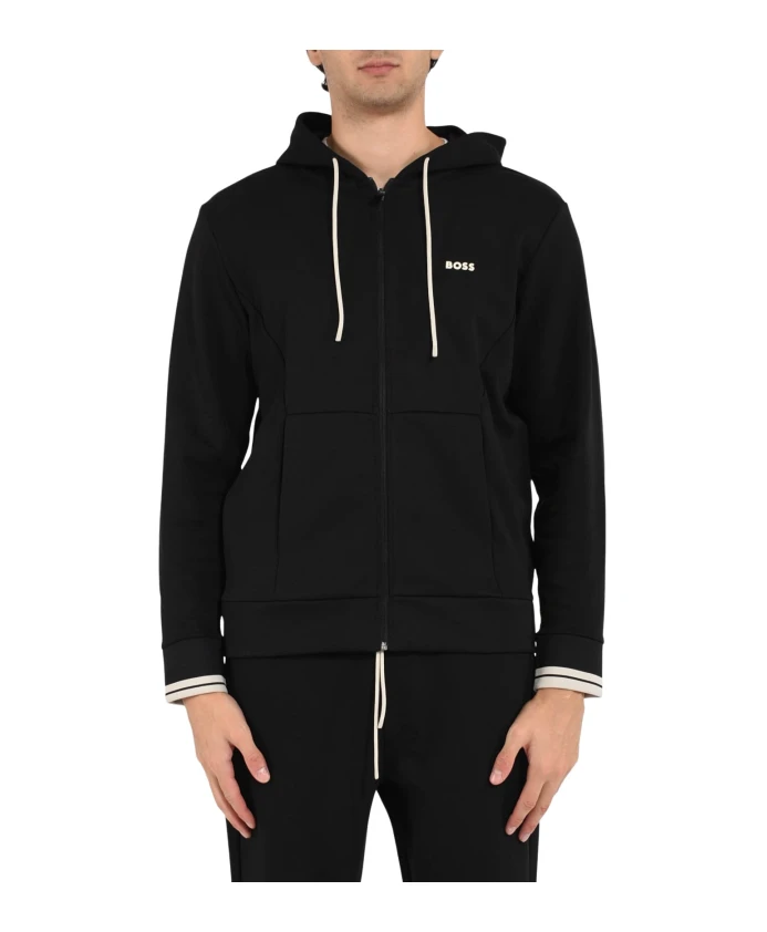 Куртка с капюшоном, застежкой-молнией и полосатым декором. Hugo, черный
Куртка с капюшоном, застежкой-молнией и полосатым декором. Hugo, черный