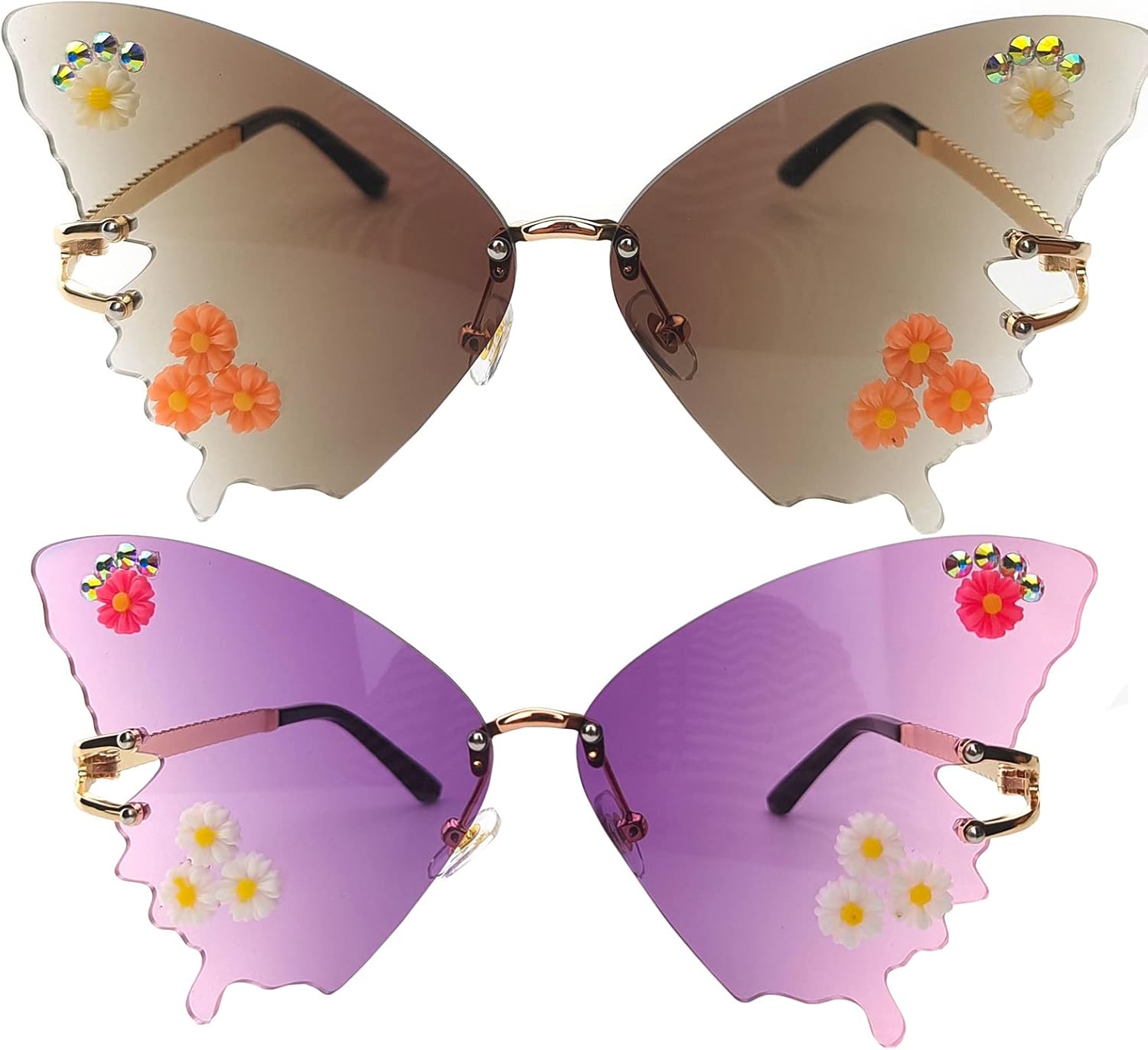 Женские солнцезащитные очки Willochra в форме бабочки с бриллиантами, без оправы, модные очки в стиле 2000-х, блестящие, «кошачий глаз», розово-коричневые, 2pcs-brown&purple
Женские солнцезащитные очки Willochra в форме бабочки с бриллиантами, без оправы, модные очки в стиле 2000-х, блестящие, «кошачий глаз», розово-коричневые, 2pcs-brown&purple