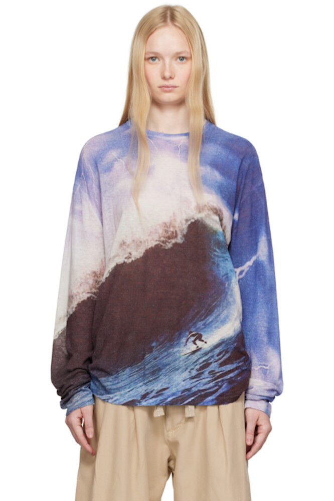 Вязаный свитер с фиолетово-коричневым волнистым принтом ERL
Вязаный свитер с фиолетово-коричневым волнистым принтом ERL