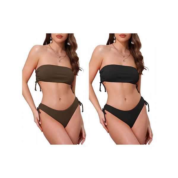2 комплекта женского бикини-бандо с завязками, 2 шт топ без бретелей и треугольные трусики Inspire Chic, Black Brown
2 комплекта женского бикини-бандо с завязками, 2 шт топ без бретелей и треугольные трусики Inspire Chic, Black Brown