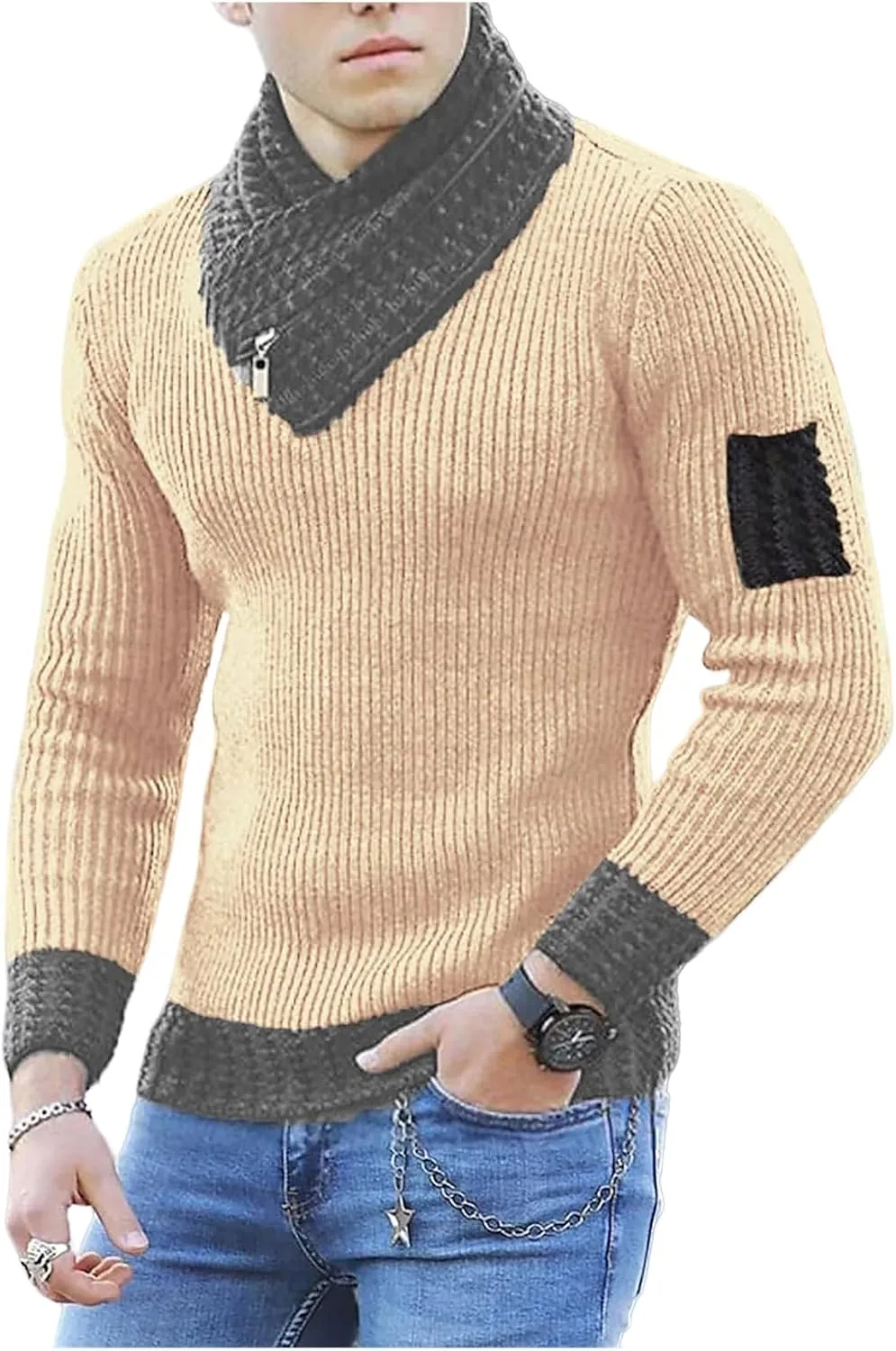 Мужской свитер с воротником-шалью и молнией
Мужской свитер с воротником-шалью и молнией