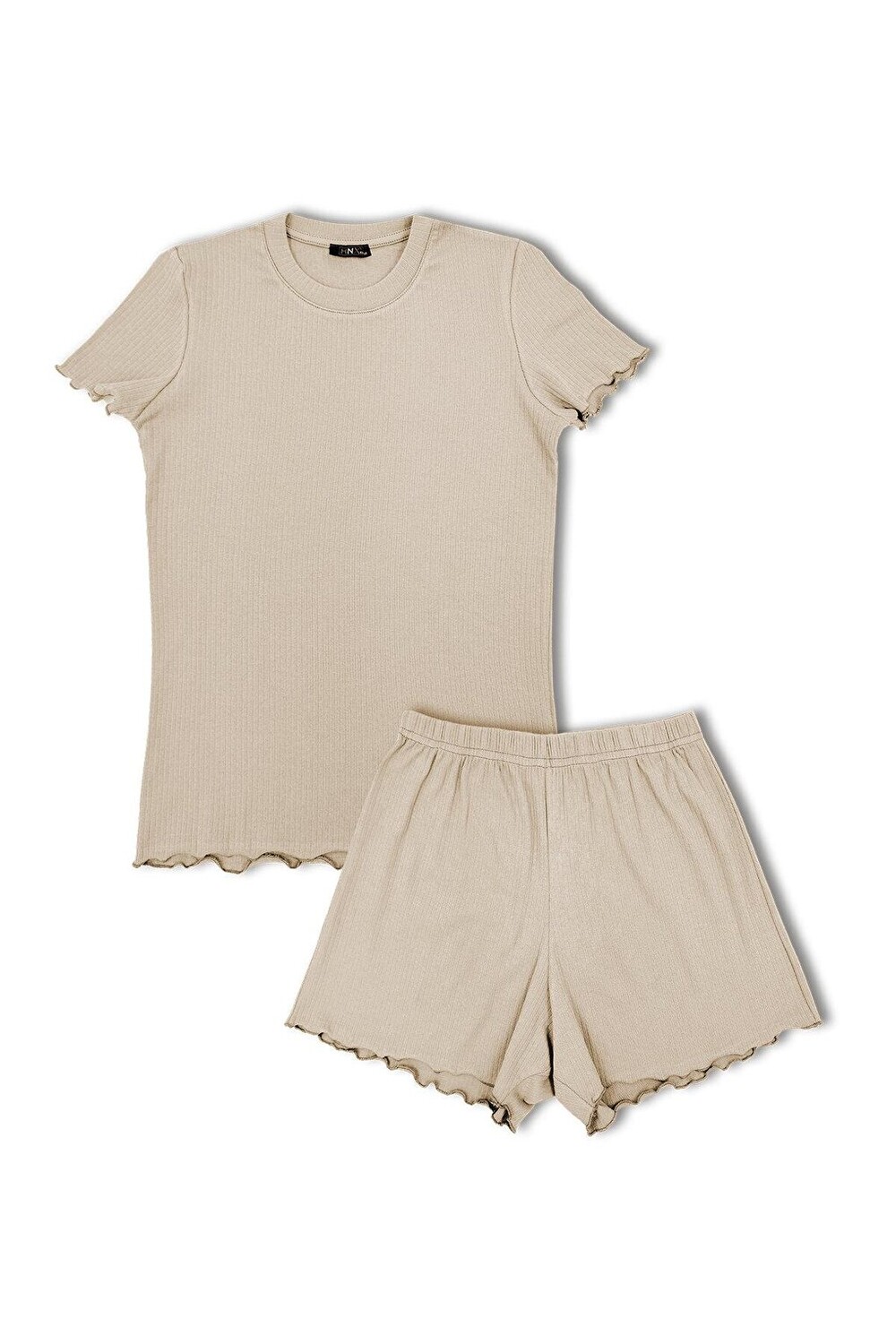 Женский пижамный комплект из хлопкового вельвета с шортами с короткими рукавами HNX, экрю 
Женский пижамный комплект из хлопкового вельвета с шортами с короткими рукавами HNX, экрю