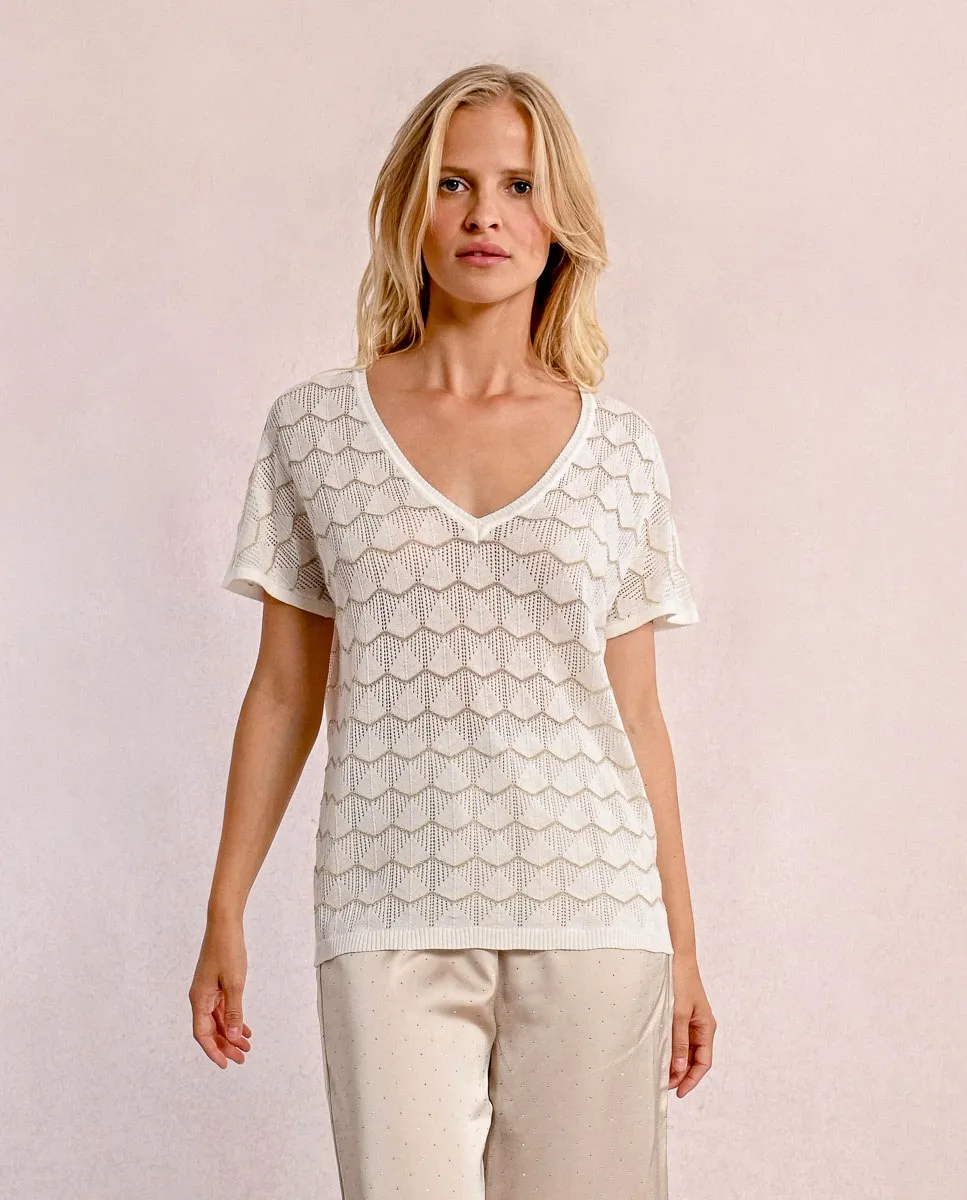 Женский свитер с короткими рукавами и зигзагообразным узором Molly Bracken, цвет Crudo
Женский свитер с короткими рукавами и зигзагообразным узором Molly Bracken, цвет Crudo