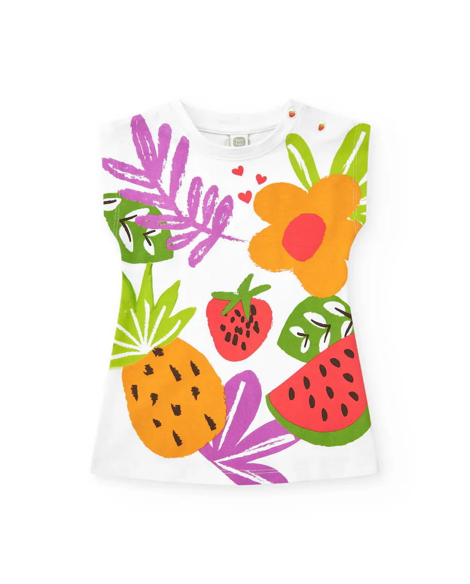 Платье для девочки без рукавов с тропическим принтом спереди Tuc tuc, белый
Платье для девочки без рукавов с тропическим принтом спереди Tuc tuc, белый