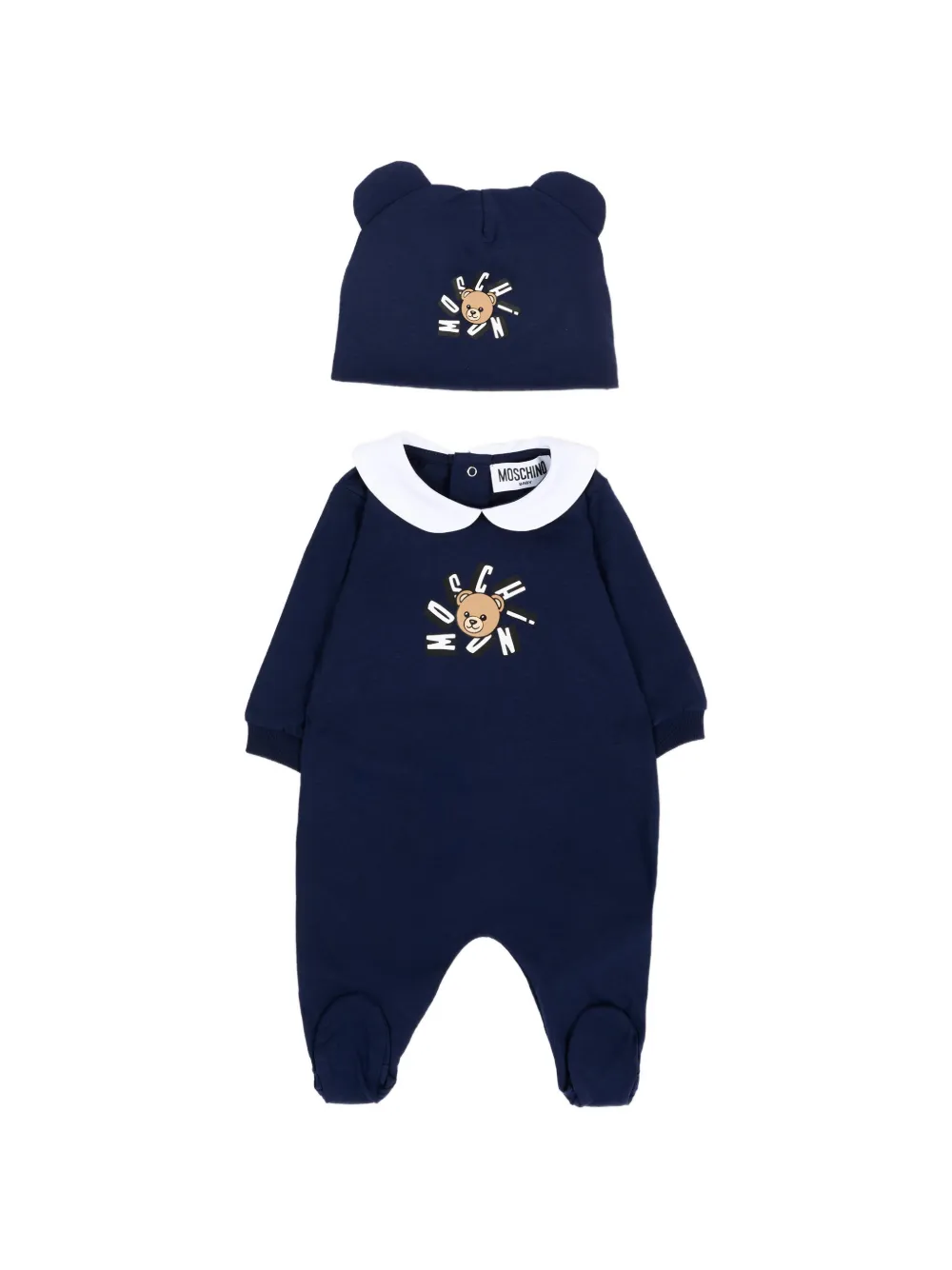 Комплект детских боди с аппликацией мишки Moschino Kids, синий
Комплект детских боди с аппликацией мишки Moschino Kids, синий