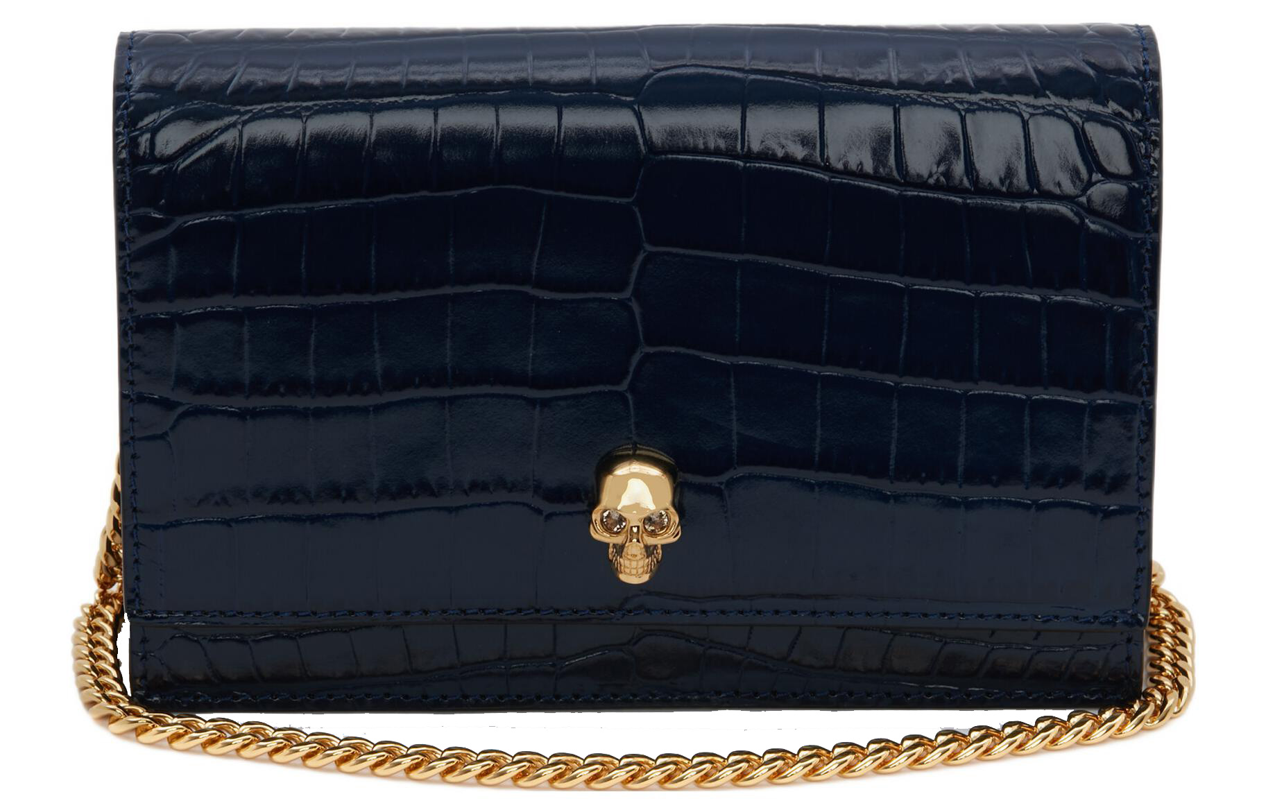 Крокодиловая тисненая кожаная сумка через плечо малого размера женская темно-синяя Alexander McQueen
Крокодиловая тисненая кожаная сумка через плечо малого размера женская темно-синяя Alexander McQueen