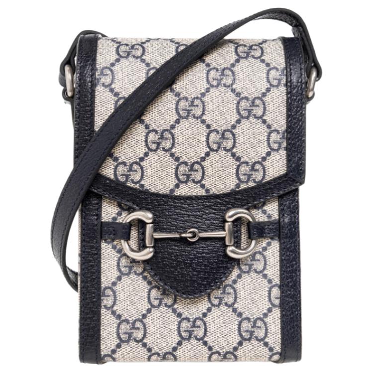 Сумка через плечо из холста с кожаными деталями мини унисекс синий и бежевый GUCCI 
Сумка через плечо из холста с кожаными деталями мини унисекс синий и бежевый GUCCI